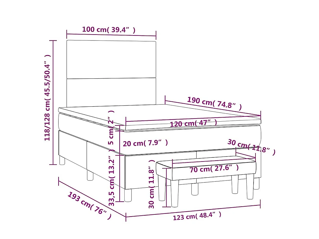Boxspring met matras fluweel donkergroen 120x190 cm