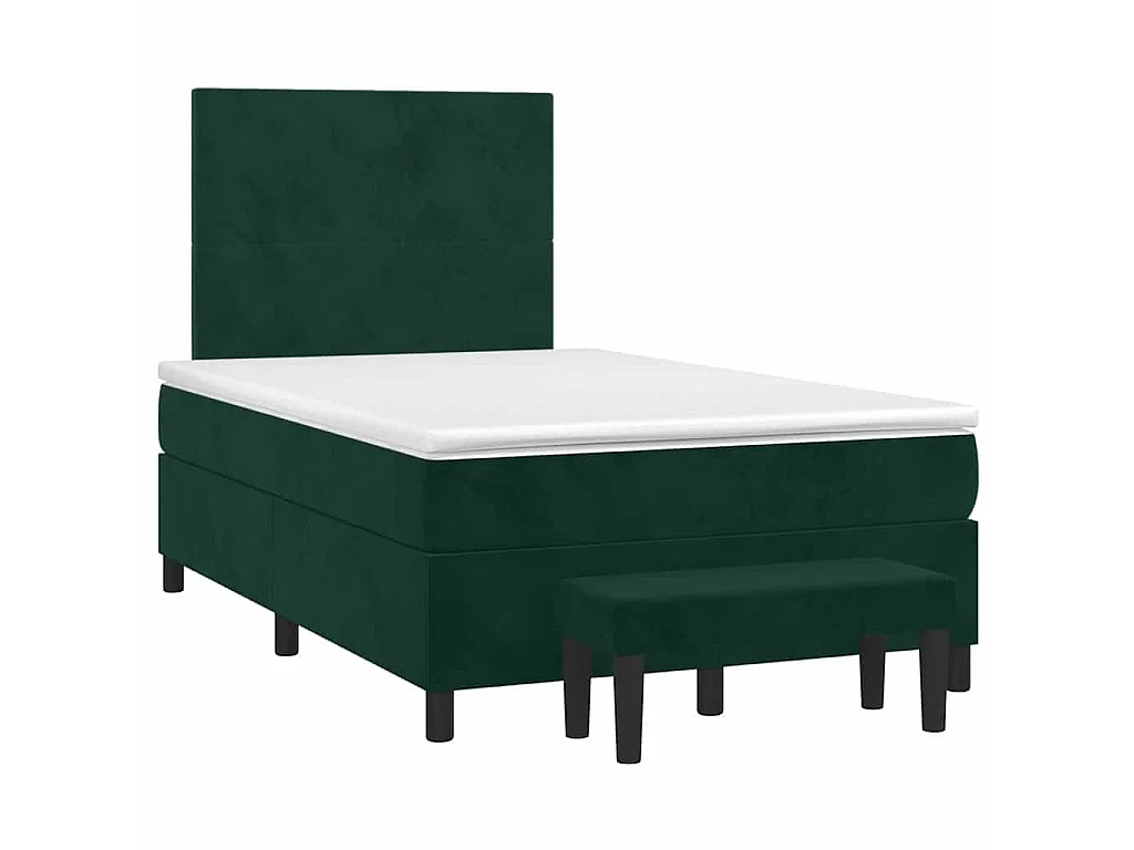 Boxspring met matras fluweel donkergroen 120x190 cm