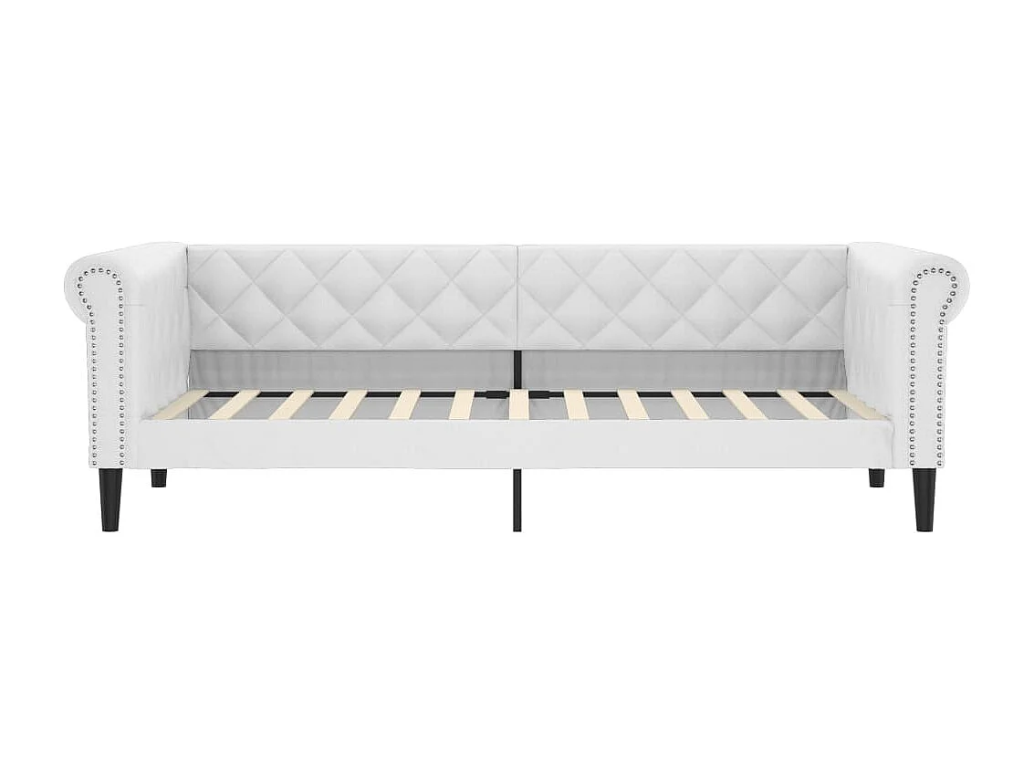 Sofá-cama com gavetão 90x200 cm couro artificial branco