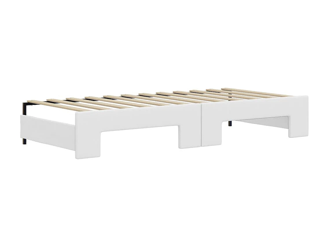 Sofá-cama com gavetão 90x200 cm couro artificial branco