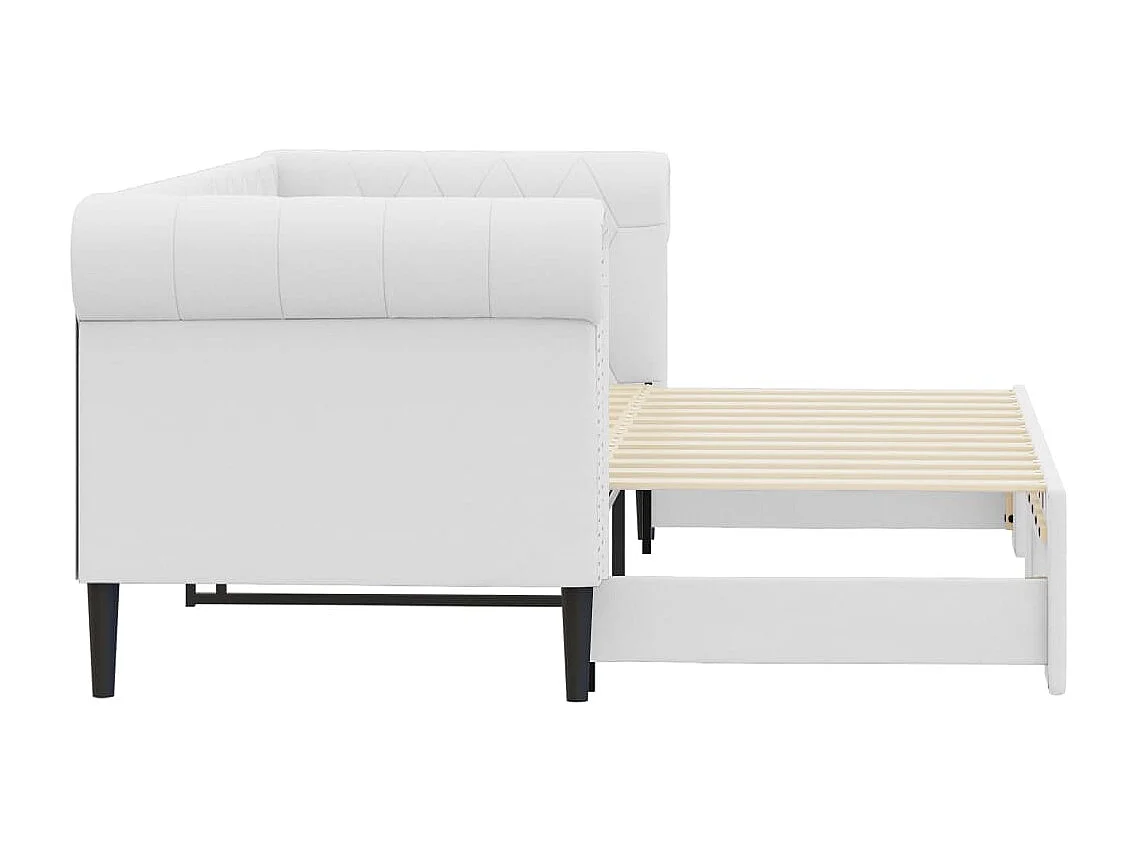 Lit de jour avec gigogne sans matelas blanc 90x200 cm