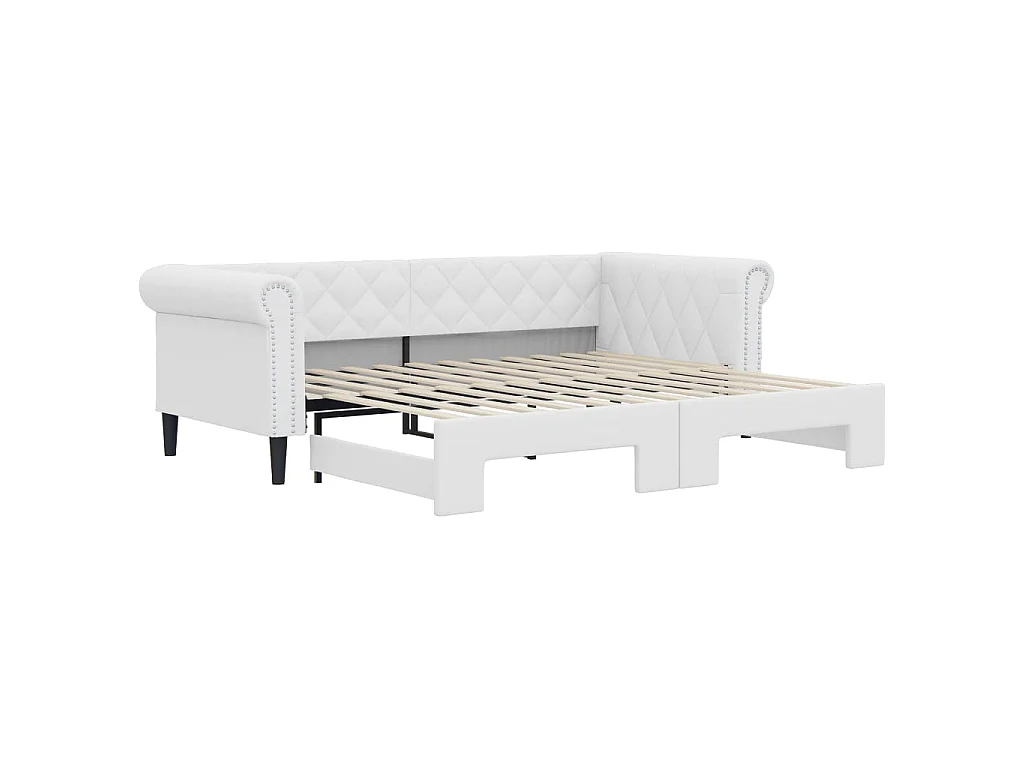 Lit de jour avec gigogne sans matelas blanc 90x200 cm