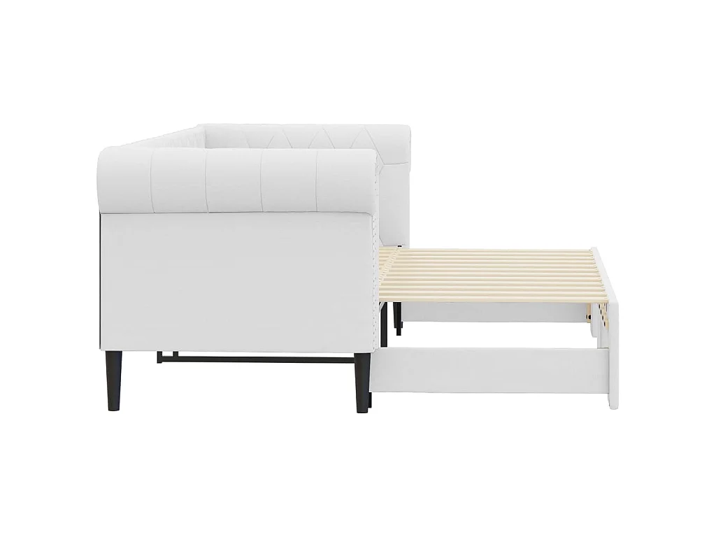 Lit de jour avec gigogne sans matelas blanc 90x200 cm