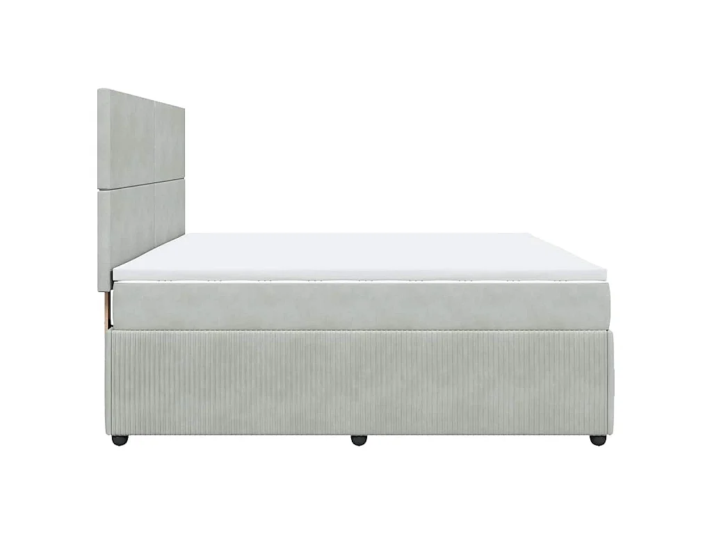 Cama box spring con colchón terciopelo gris claro 180x200 cm