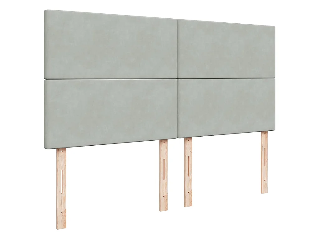 Cama box spring con colchón terciopelo gris claro 180x200 cm
