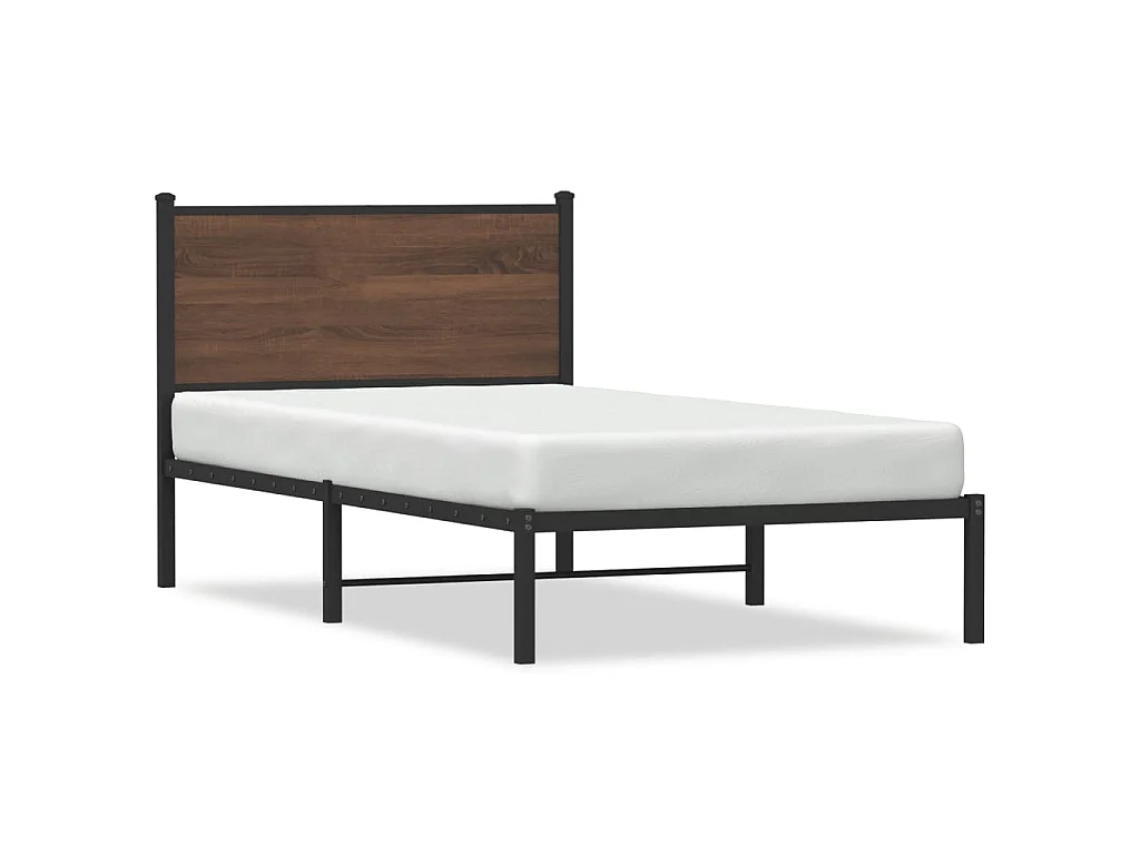 Cadre de lit en métal sans matelas chêne marron 100x190 cm