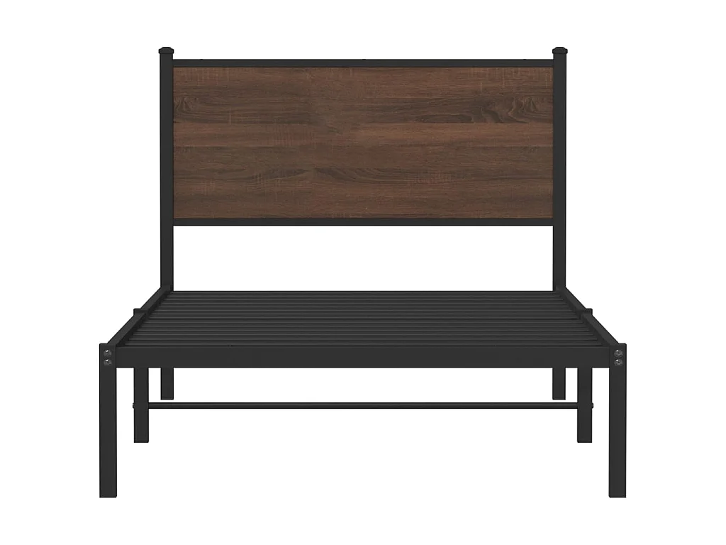 Cadre de lit en métal sans matelas chêne marron 100x190 cm