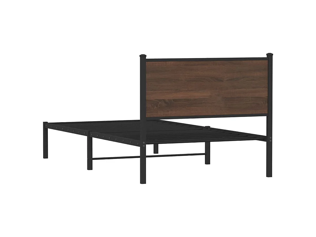 Cadre de lit en métal sans matelas chêne marron 100x190 cm