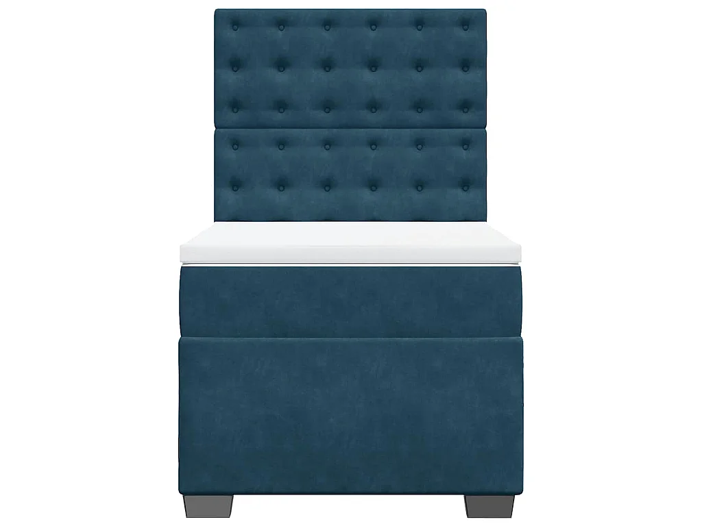 Cama box spring con colchón terciopelo azul 100x200 cm