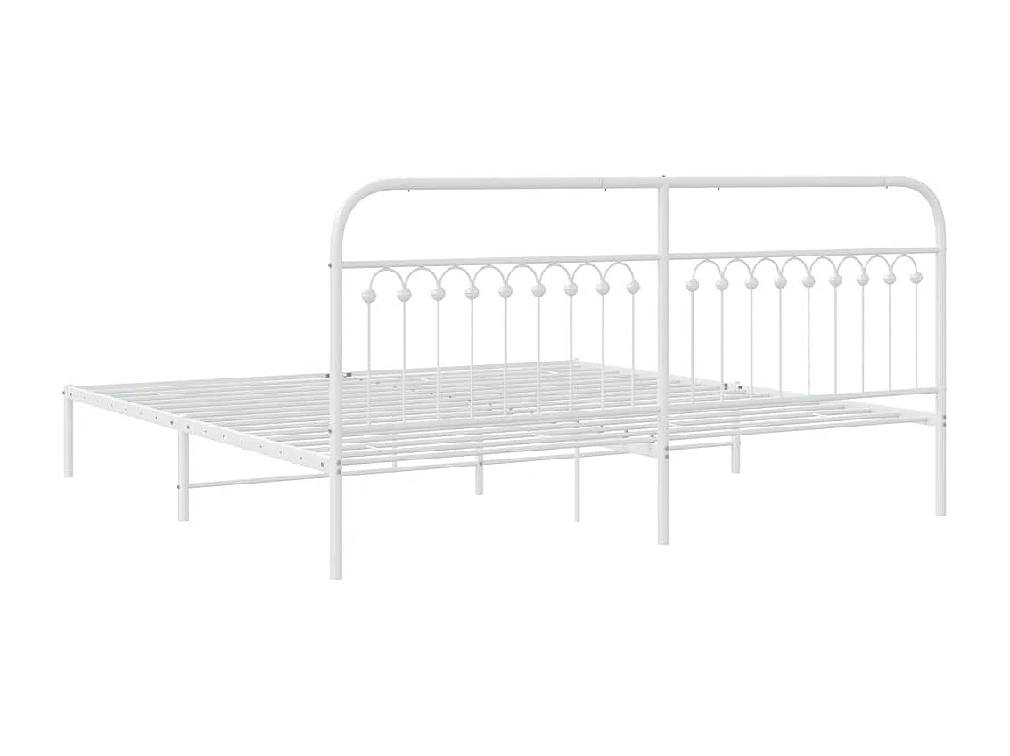 Cadre de lit métal sans matelas et tête de lit blanc 200x200 cm