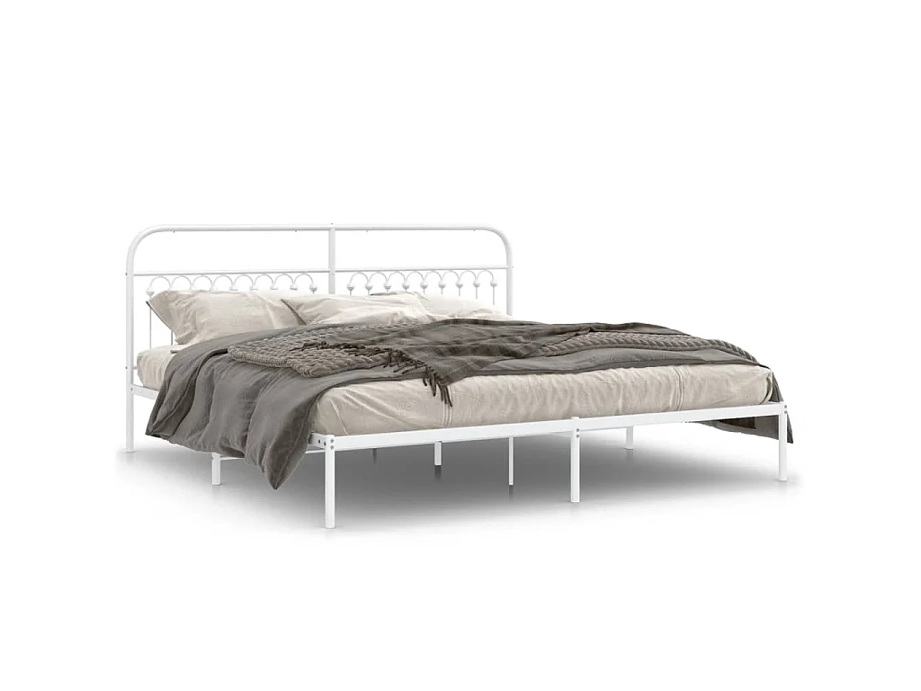 Estructura cama sin colchón con cabecero metal blanco 200x200cm