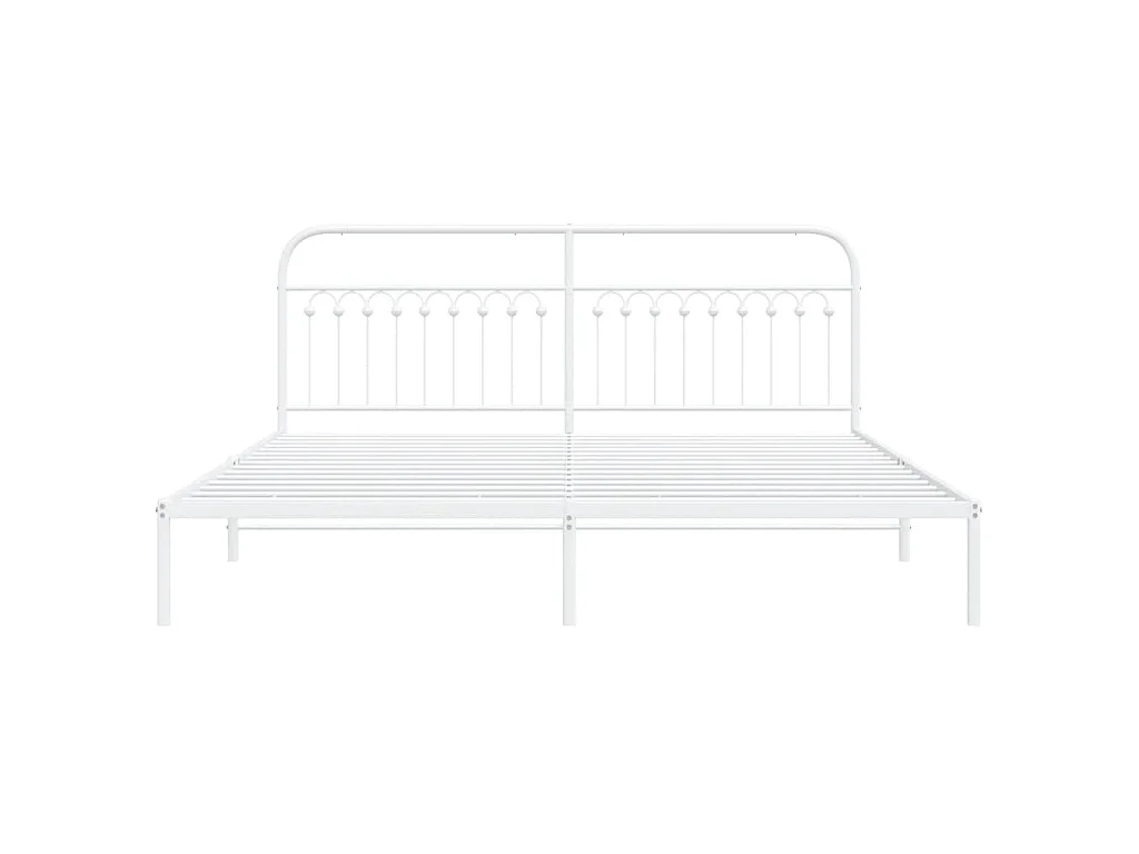 Estructura cama sin colchón con cabecero metal blanco 200x200cm