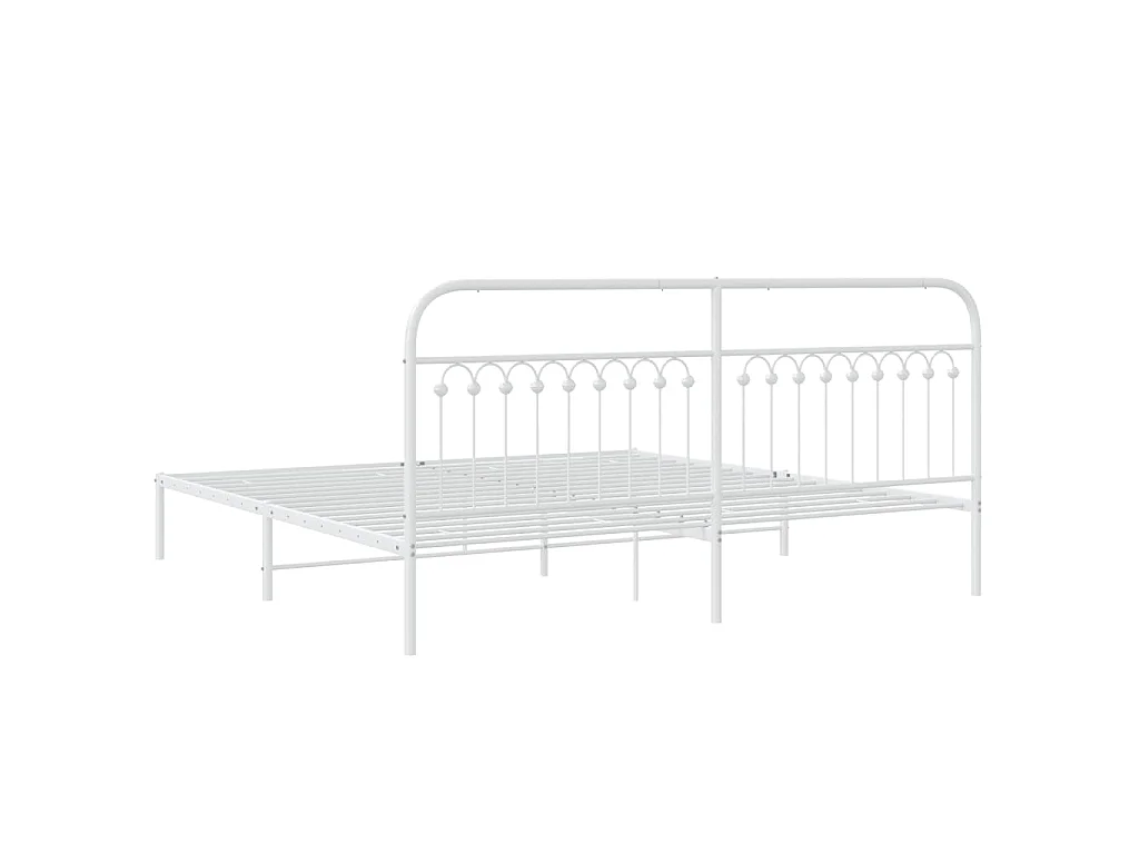 Estructura cama sin colchón con cabecero metal blanco 200x200cm