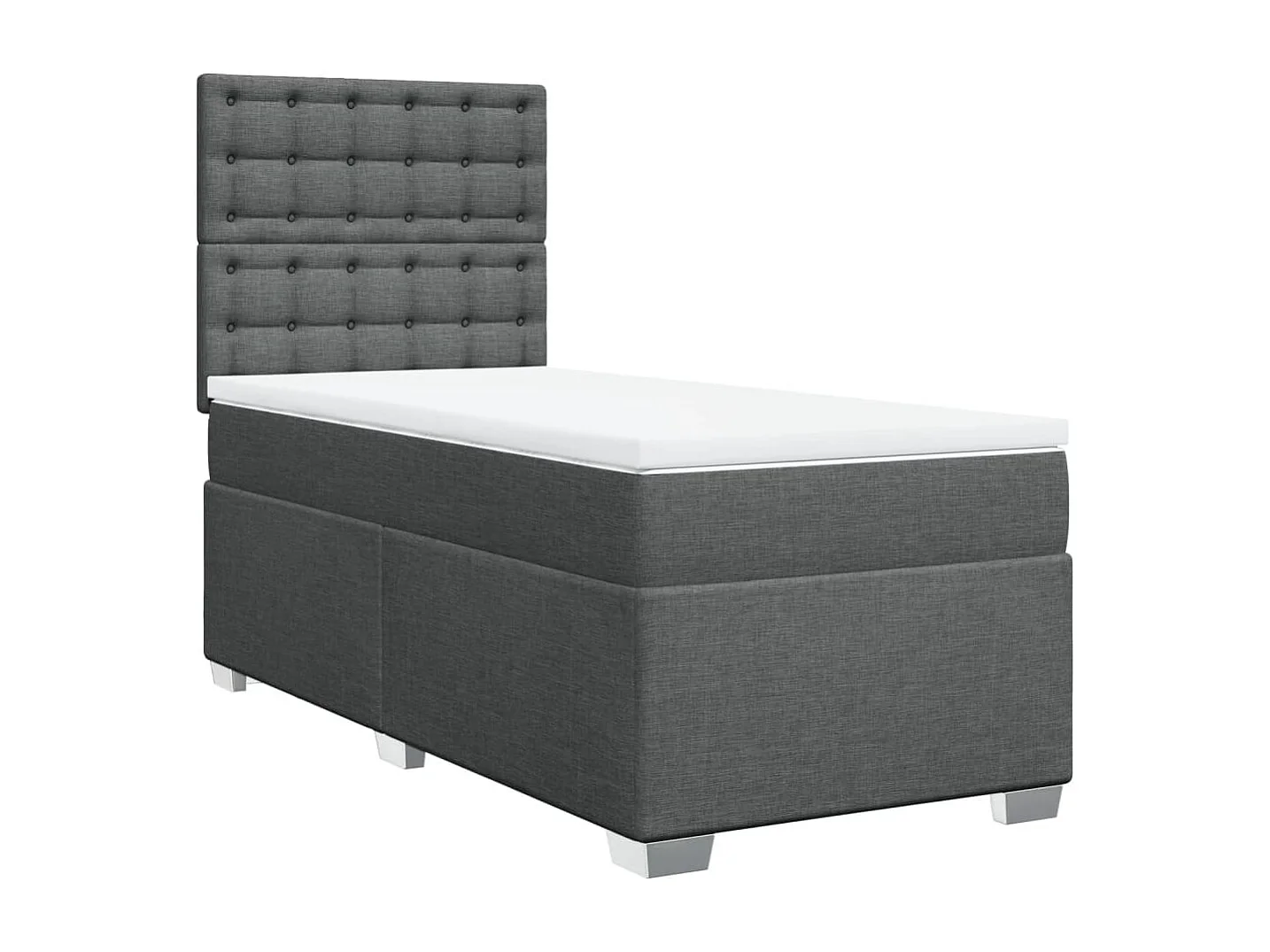 Cama box spring con colchón tela gris oscuro 80x200 cm