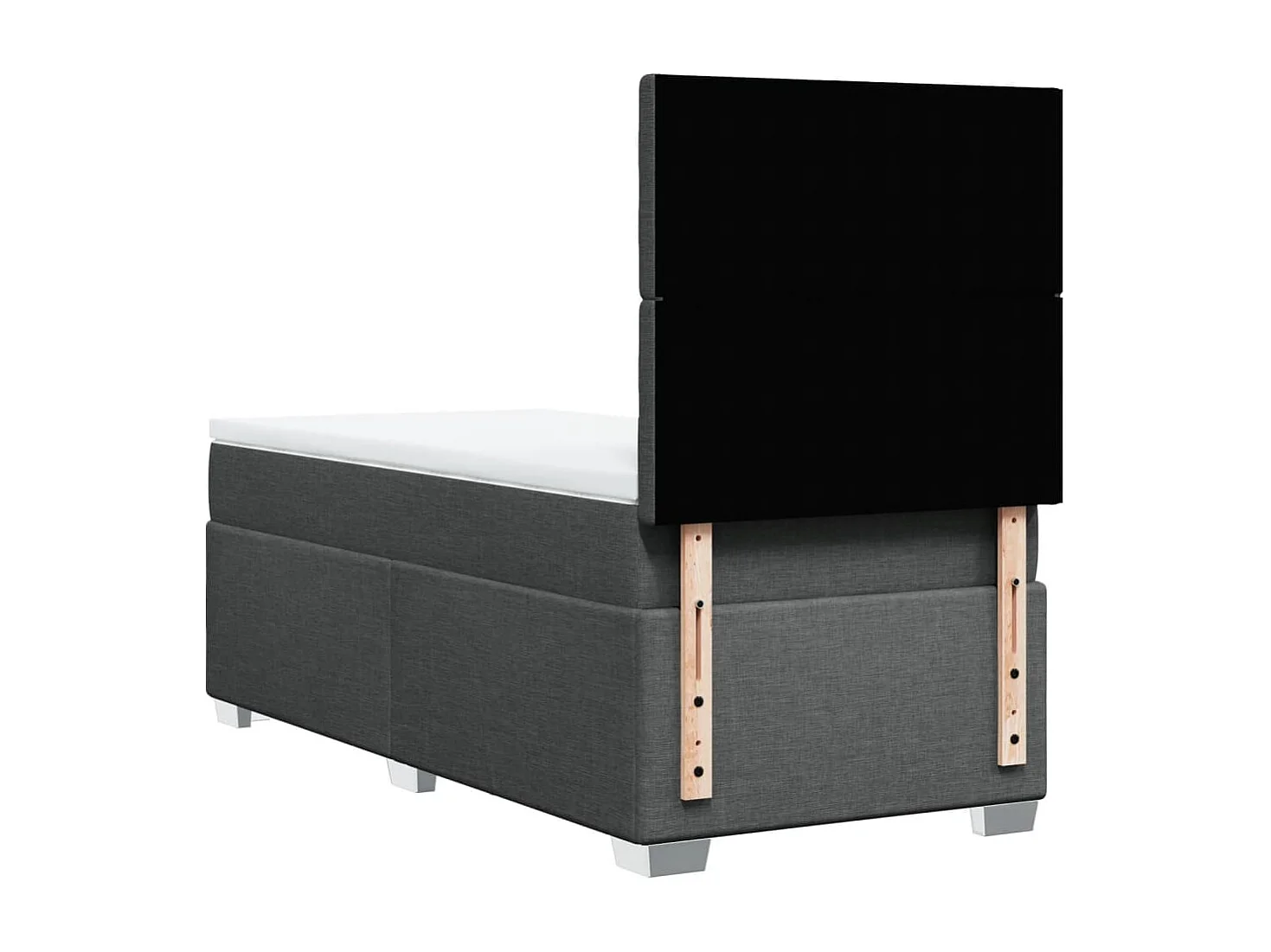 Cama box spring con colchón tela gris oscuro 80x200 cm