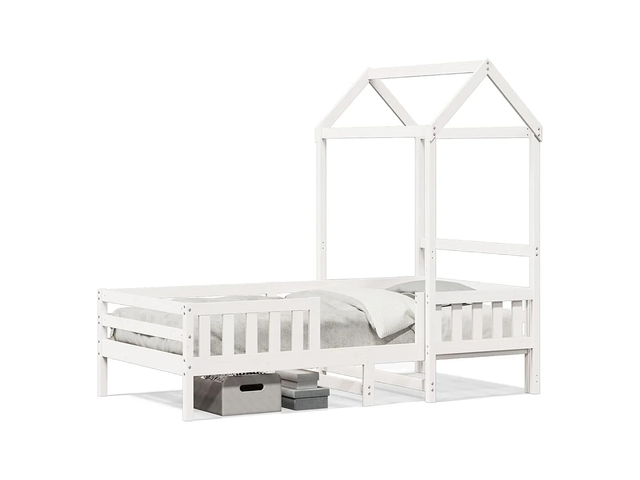 Bedframe met huisje massief grenenhout wit 80x200 cm