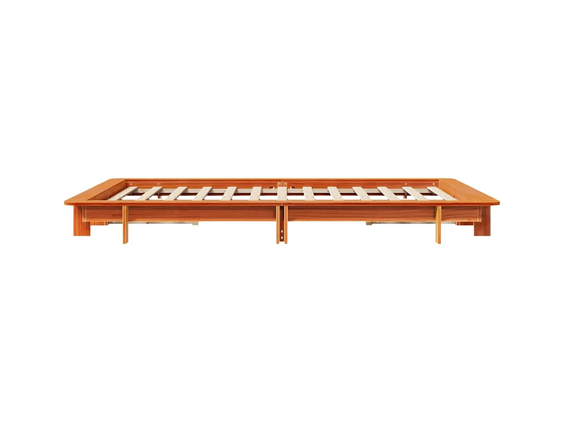 Cadre de lit sans matelas cire marron 135x190cm bois pin massif