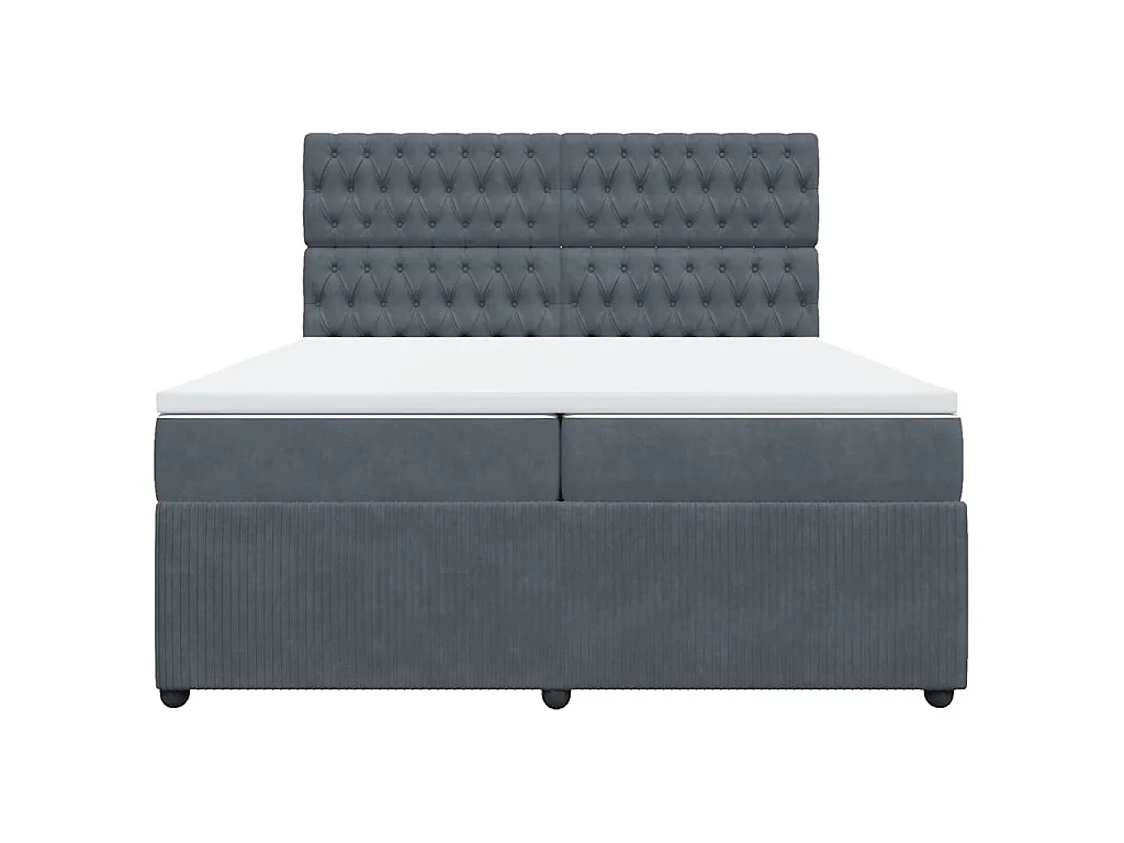 Cama com molas/colchão 200x200 cm veludo cinzento-escuro