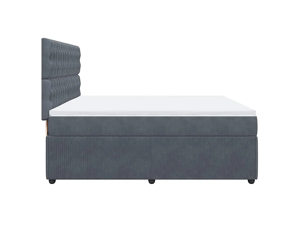 Cama com molas/colchão 200x200 cm veludo cinzento-escuro
