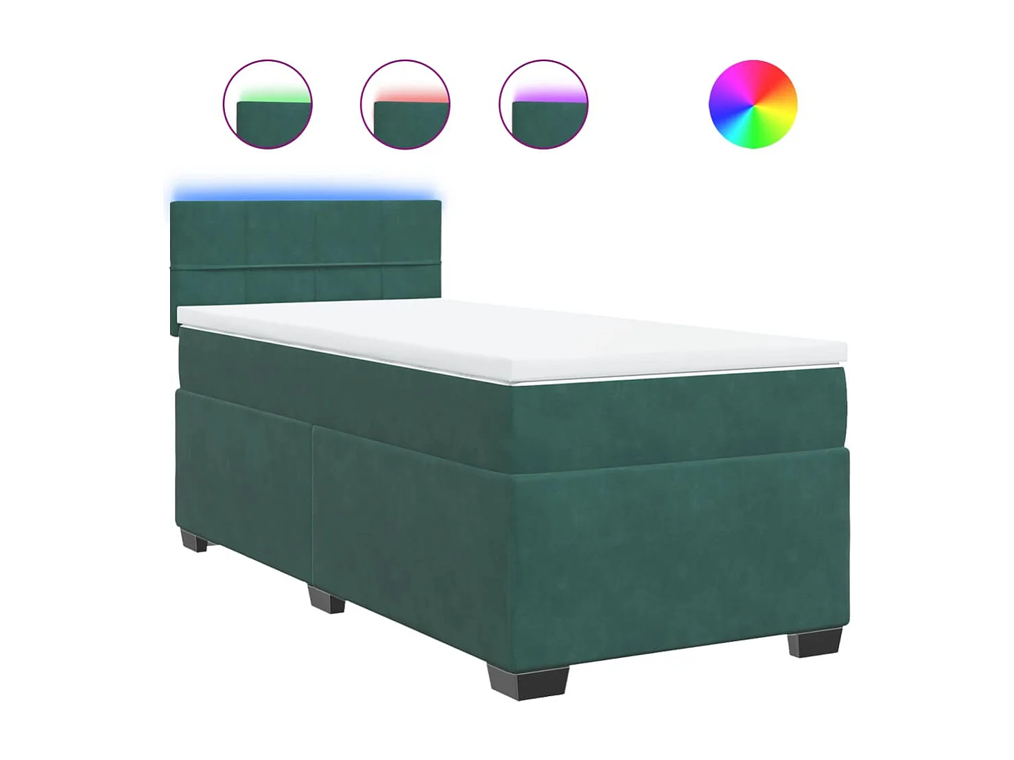 Boxspringbett mit Matratze Dunkelgrün 90x190 cm Samt