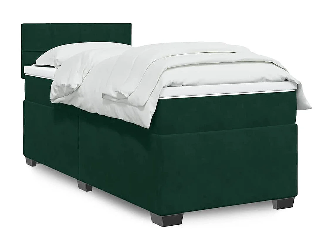 Giroletto a Molle con Materasso Verde Scuro 90x190 cm Velluto