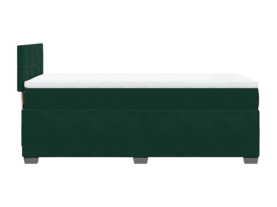 Giroletto a Molle con Materasso Verde Scuro 90x190 cm Velluto
