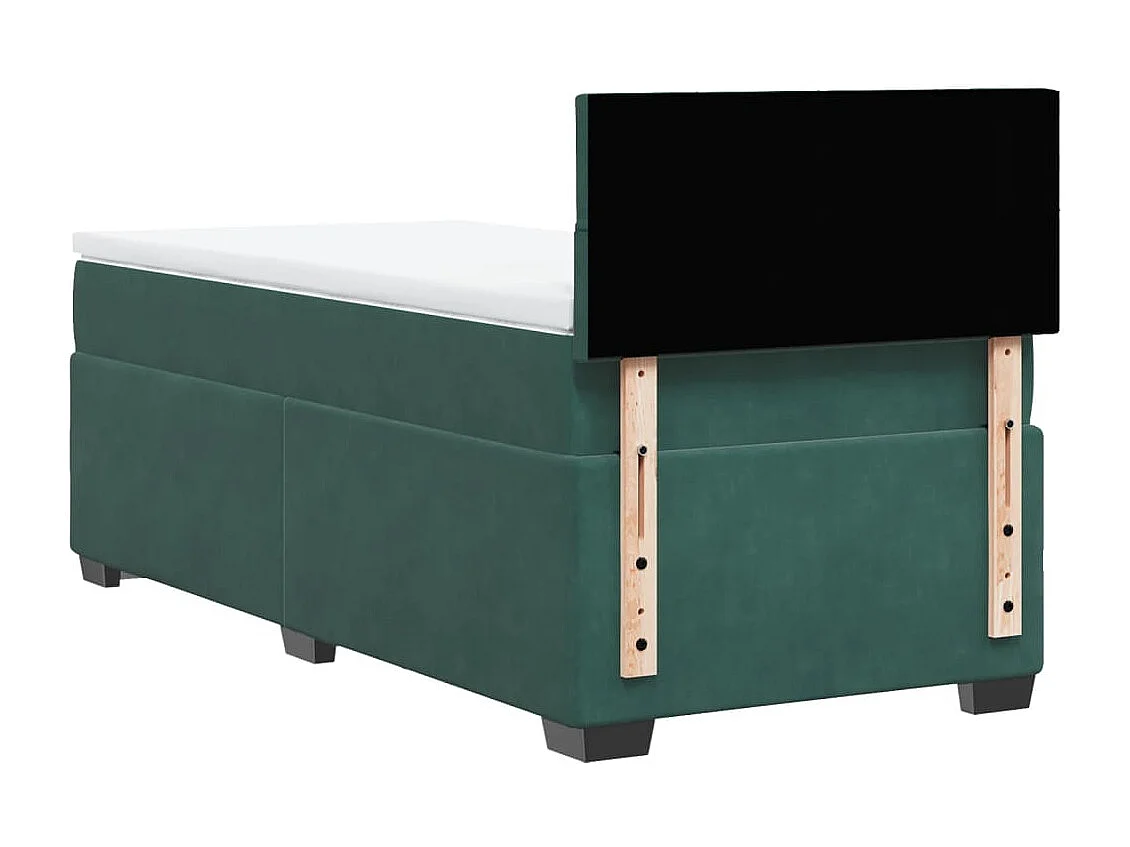 Giroletto a Molle con Materasso Verde Scuro 90x190 cm Velluto