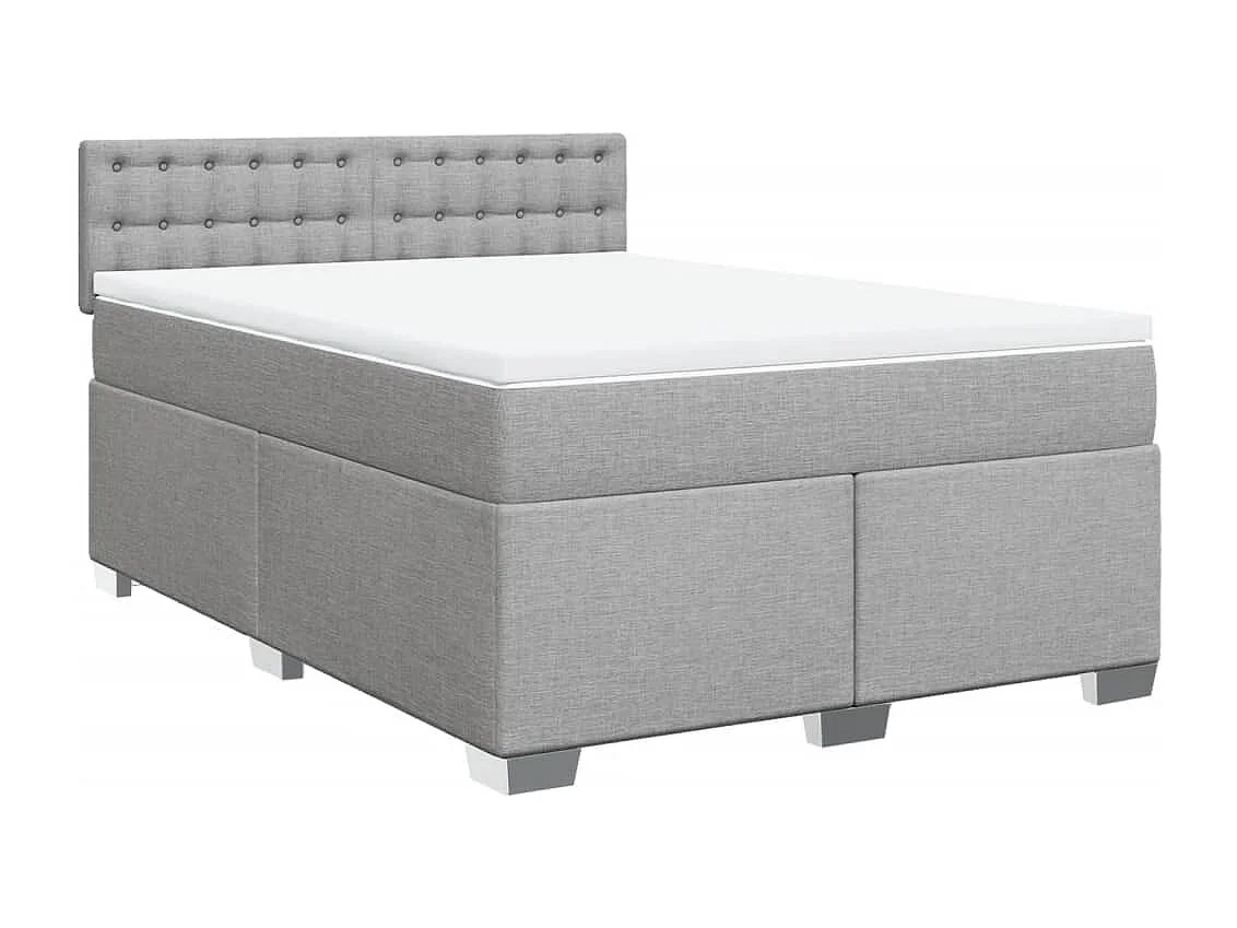Sommier à lattes de lit avec matelas Gris clair 140x190cm Tissu