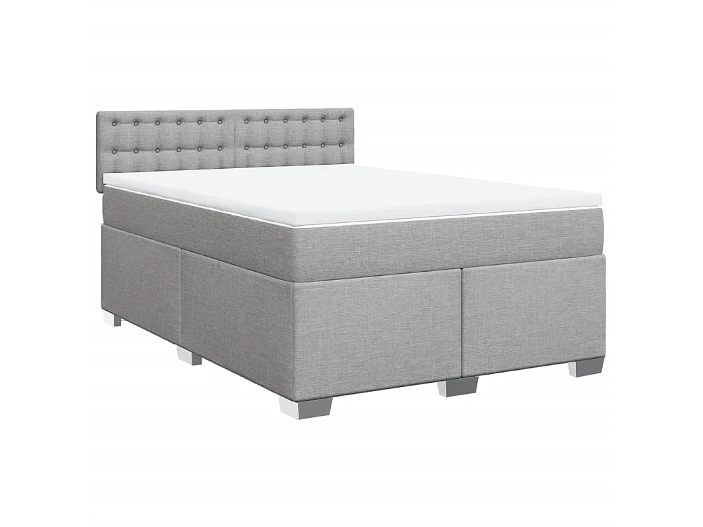 Sommier à lattes de lit avec matelas Gris clair 140x190cm Tissu