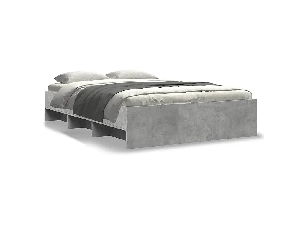 Cadre de lit sans matelas gris béton 140x190 cm bois ingénierie