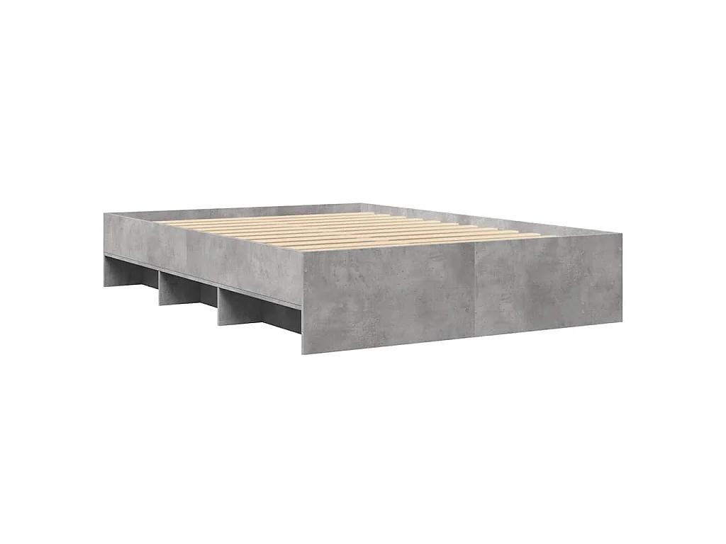 Cadre de lit sans matelas gris béton 140x190 cm bois ingénierie