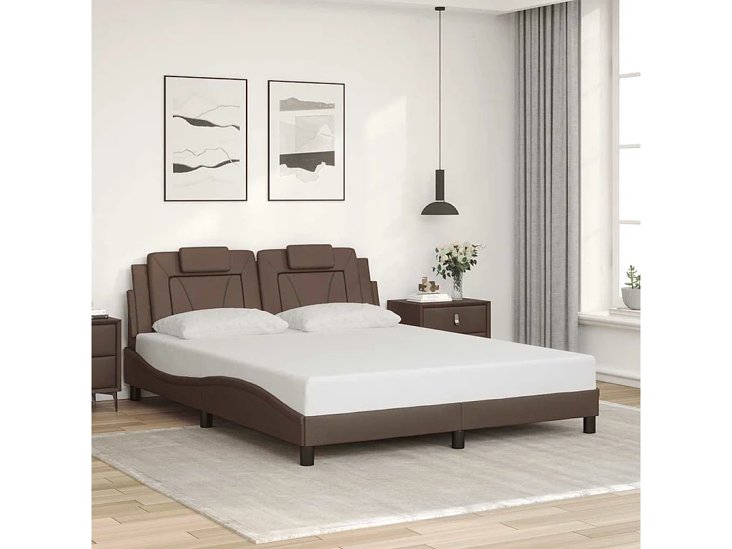 Giroletto Viana senza Materasso Marrone 160x200 cm in Similpelle