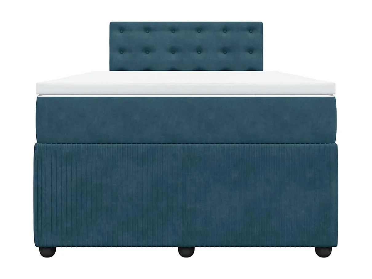 Cama box spring con colchón terciopelo azul 120x200 cm