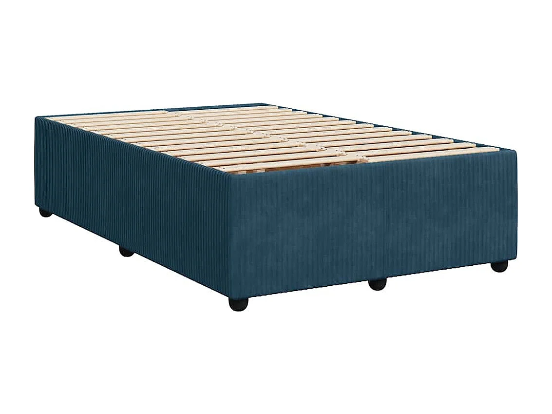 Cama box spring con colchón terciopelo azul 120x200 cm