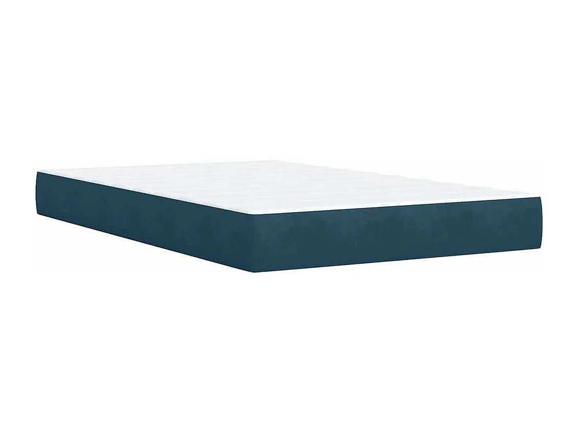 Cama box spring con colchón terciopelo azul 120x200 cm