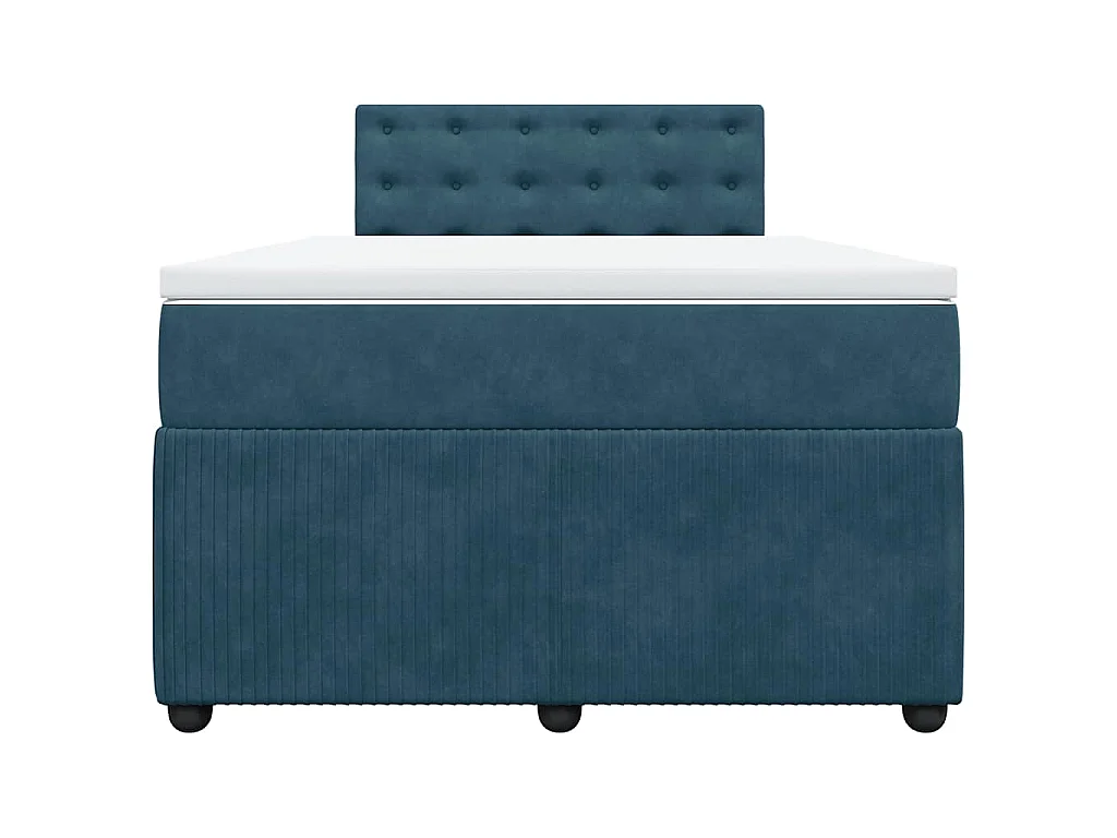 Cama box spring con colchón terciopelo azul 120x200 cm