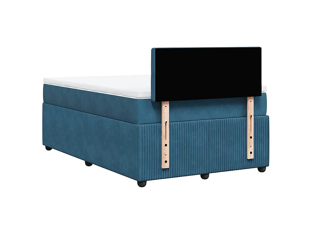Cama box spring con colchón terciopelo azul 120x200 cm