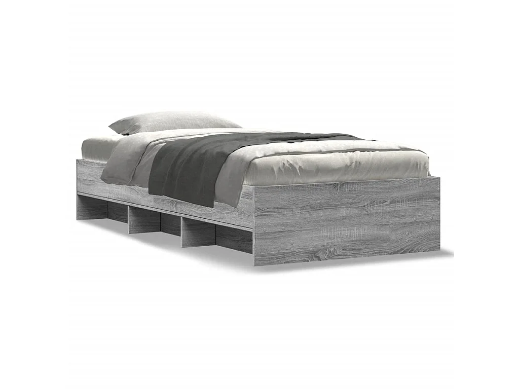 Bedframe bewerkt hout grijs sonoma eikenkleurig 90x190 cm