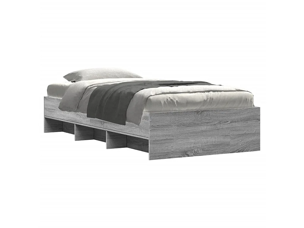 Bedframe bewerkt hout grijs sonoma eikenkleurig 90x190 cm