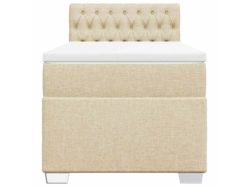 Boxspring met matras stof crèmekleurig 100x200 cm