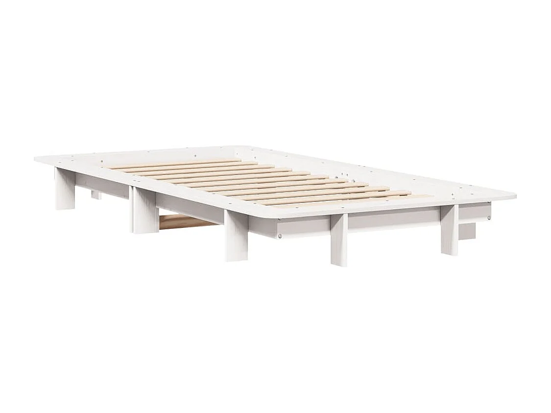 Massivholzbett ohne Matratze Weiß 75x190 cm Kiefernholz