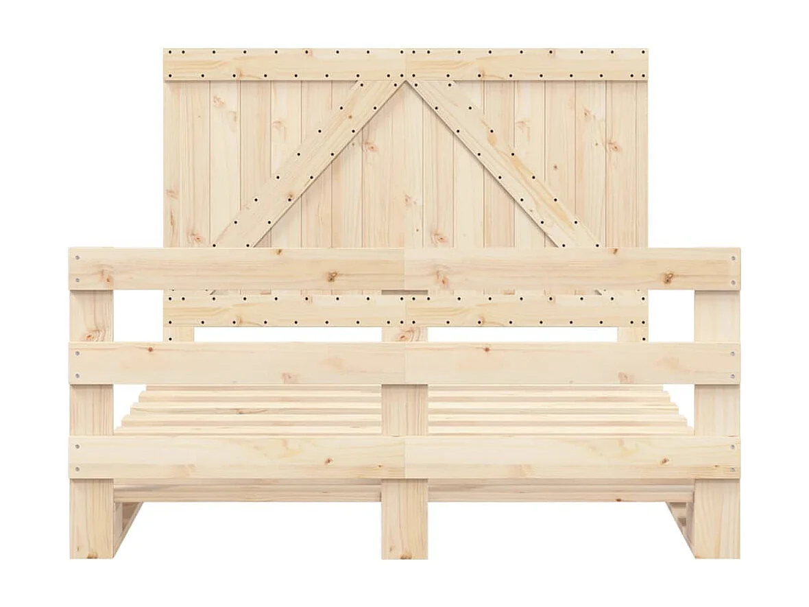 Bedframe met hoofdbord massief grenenhout 160x200 cm