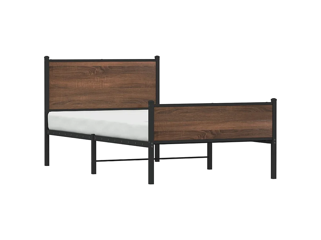 Estructura de cama sin colchón metal marrón roble 100x190 cm