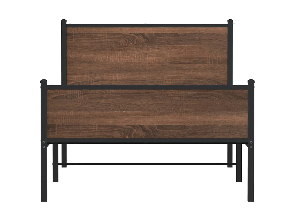 Estructura de cama sin colchón metal marrón roble 100x190 cm