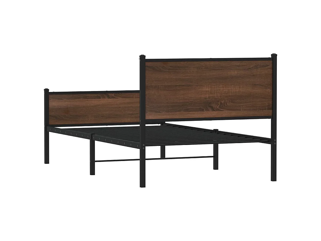 Estructura de cama sin colchón metal marrón roble 100x190 cm