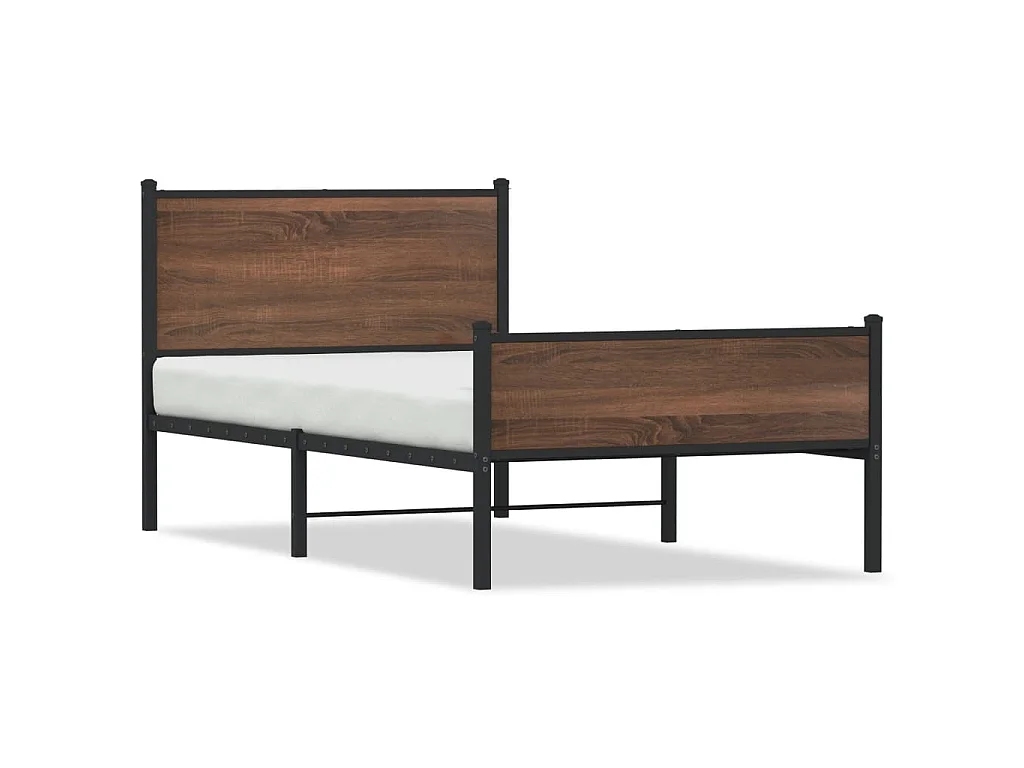 Estructura de cama sin colchón metal marrón roble 100x190 cm