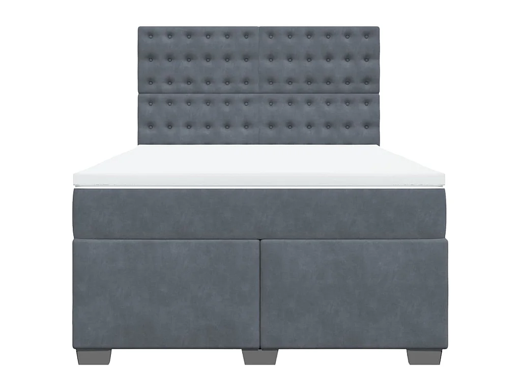 Boxspringbett mit Matratze Dunkelgrau 140x200 cm Samt