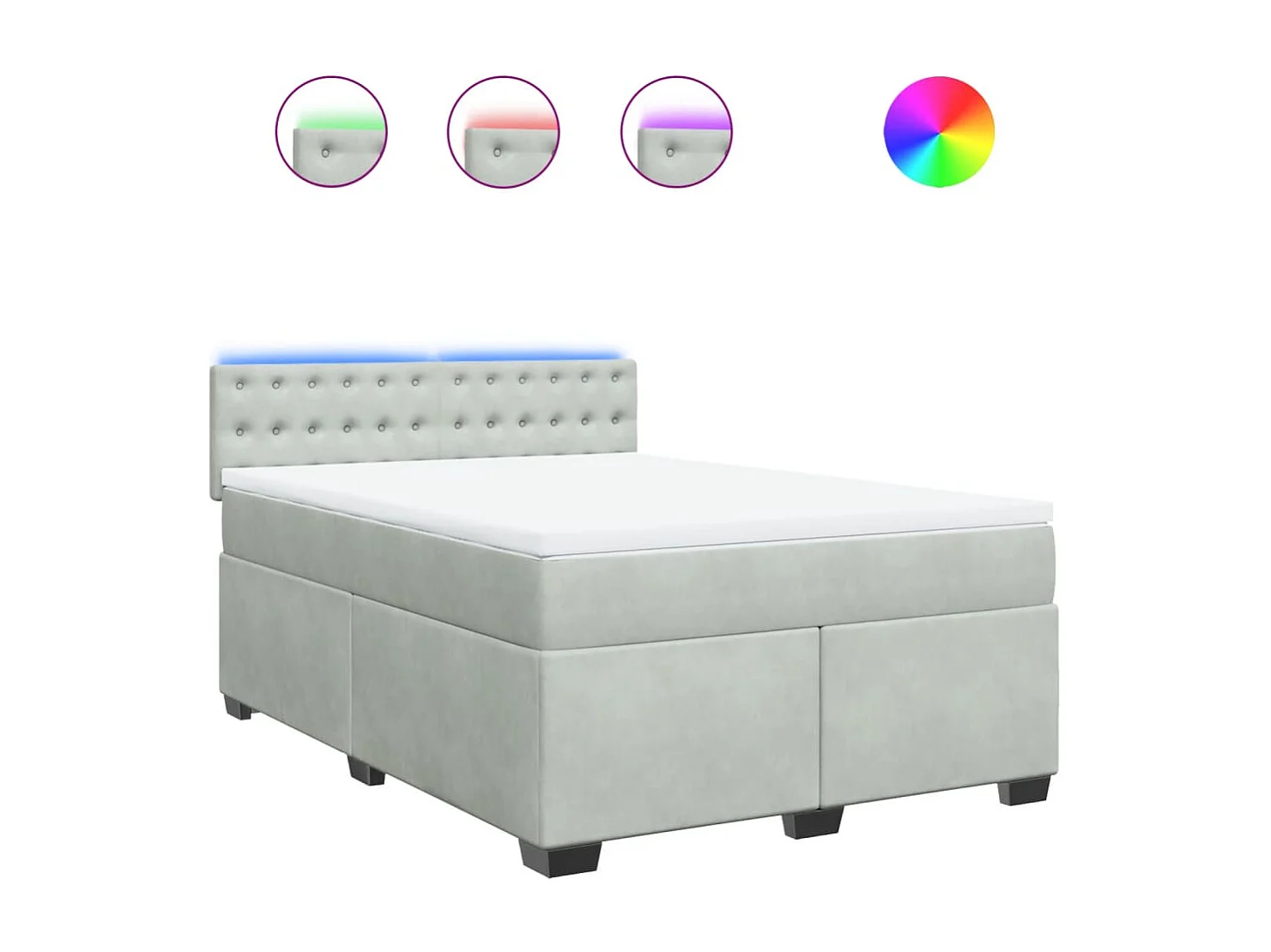 Sommier à lattes de lit et matelas Gris clair 140x190cm Velours