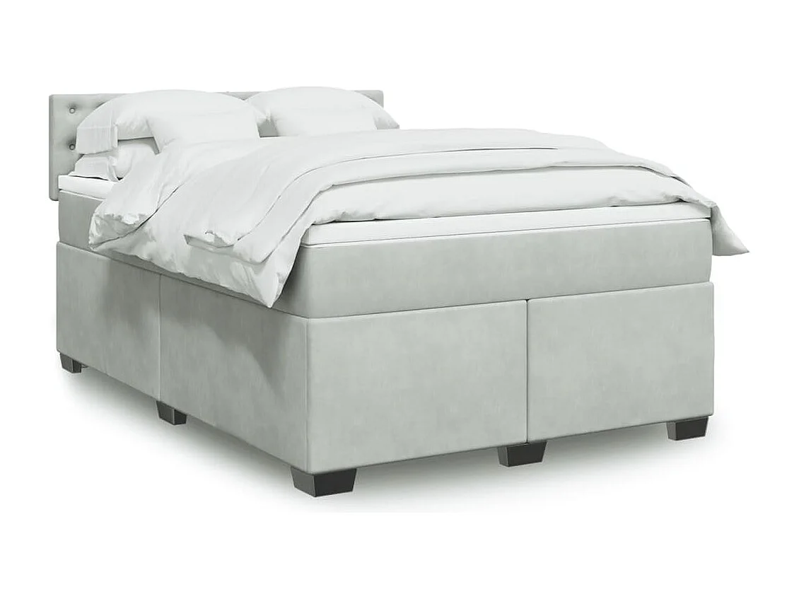 Sommier à lattes de lit et matelas Gris clair 140x190cm Velours