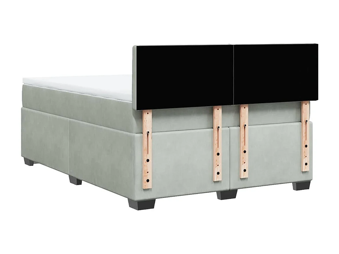 Sommier à lattes de lit et matelas Gris clair 140x190cm Velours
